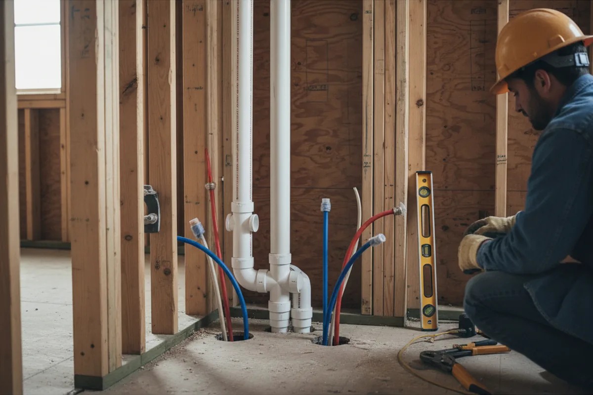 Drain and supply rough-in during Leak Detection in Laurens