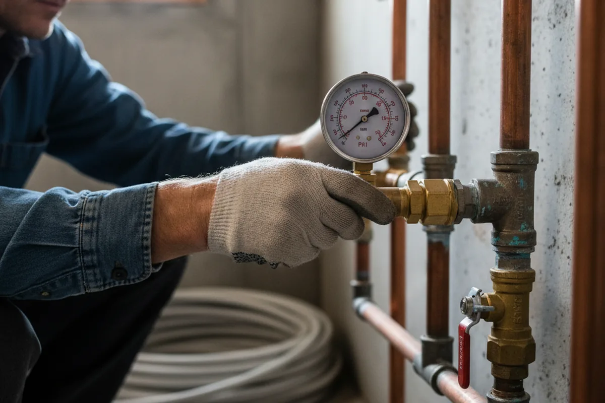 Pressure testing a repaired line during Water Line Repair in Laurens